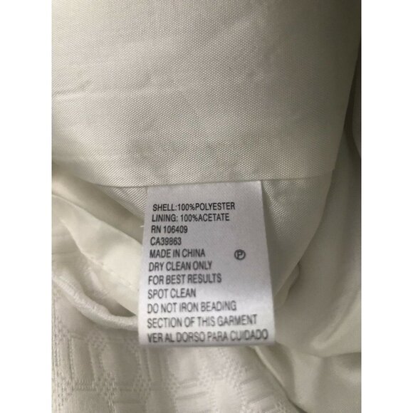 Antonio Melani Women's Size 10 Ivory Sheath Lined Dress Lattice Beaded Neckline - Picture 11 of 12